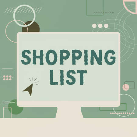 Text showing inspiration Shopping List. Business approach Discipline approach to shopping Basic...