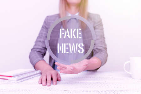 Sign displaying Fake News. Conceptual photo false information publish under the guise of being...