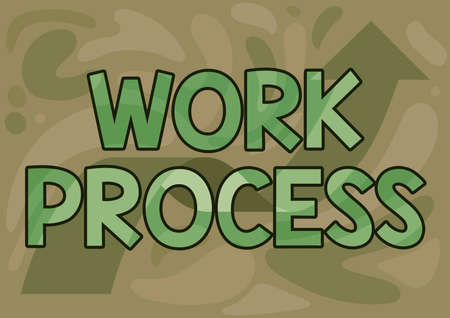 Writing displaying text Work Process. Conceptual photo Standard procedures how to handle a particular job rules system Illustration Of Arrow Floating Smoothly Towards The Sky High.の写真素材