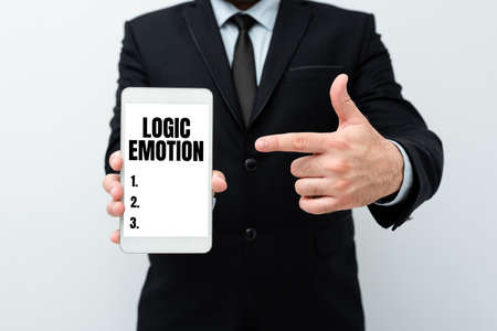 Conceptual display Logic Emotion. Internet Concept Unpleasant Feelings turned to Self Respect Reasonable Mind Presenting New Technology Ideas Discussing Technological Improvementの写真素材