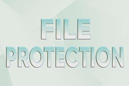 Conceptual display File Protection. Word Written on Preventing accidental erasing of data using storage medium Line Illustrated Backgrounds With Various Shapes And Colours.の写真素材