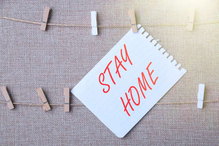 Text showing inspiration Stay Home. Business approach not go out for an activity and stay inside the...