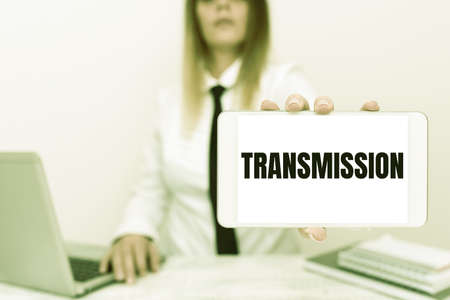 Text caption presenting Transmission. Business concept Automobile engine part High voltage power electrical wires Intern Starting A New Job Post, Student Presenting Report Studiesの写真素材