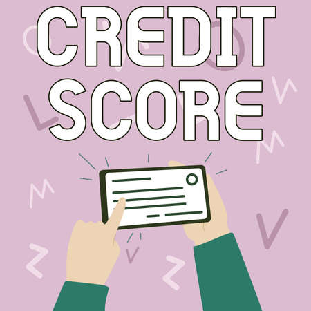 Writing displaying text Credit Score. Business showcase numerical expression that indicates a person s is creditworthiness Illustration Of Hand Holding Important Identification Card Pointing It.