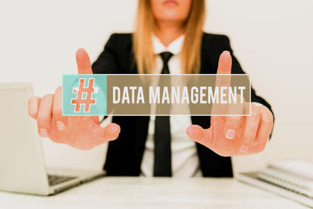 Inspiration showing sign Data Management. Business overview The practice of organizing and maintaining data processes Explaining Company Problem, Abstract Providing Dispute Solutionsの写真素材