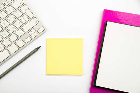 Flashy School Office Supplies, Bright Teaching Learning Collections, Creative Writing Tools, Educational Things, Mixed Student Stuff Pen Paper Notebook Sticky Notes Pencilの写真素材