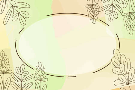 Blank Frame Decorated With Abstract Modernized Forms Flowers And Foliage. Empty Modern Border Surrounded By Multicolored Line Symbols Organized Pleasantly.のイラスト素材