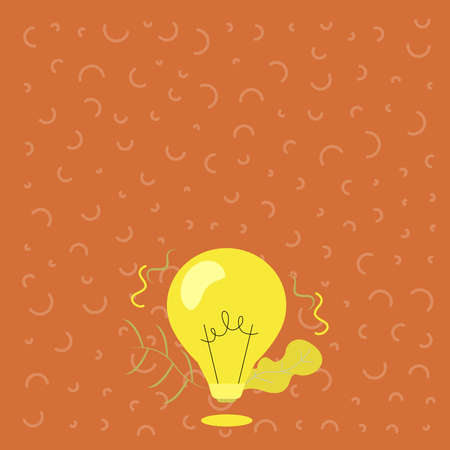 Illuminated Light Bulb Drawing With Plants Shell Showing Technology Ideas. Glowing Lamp With Branches Symbols Design Displaying Mechanical And Technical Idea.のイラスト素材