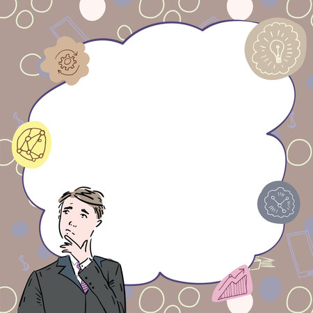 Businessman Innovative Thinking Leading Ideas Towards Stable Future Financial Security. Lady Having Thought Process Planning Latest Strategies For Secure Life.のイラスト素材