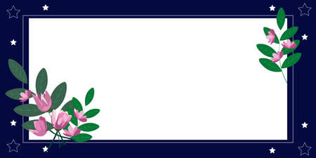 Blank Frame Decorated With Abstract Modernized Forms Flowers And Foliage. Empty Modern Border Surrounded By Multicolored Line Symbols Organized Pleasantly.のイラスト素材