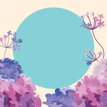 Blank Frame Decorated With Colorful Flowers And Foliage Arranged Harmoniously. Empty Poster Border Surrounded By Multicolored Bouquet Organized Pleasantly.のイラスト素材