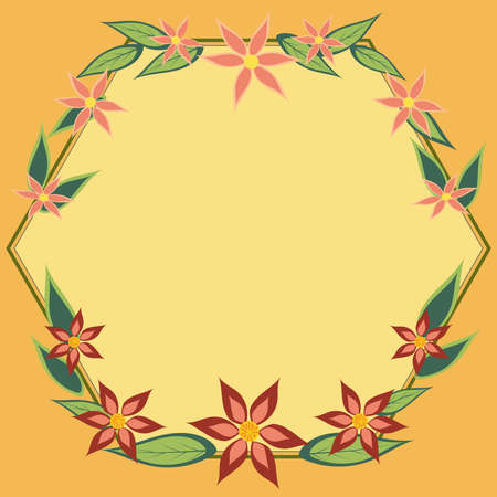 Blank Frame Decorated With Colorful Flowers And Foliage Arranged Harmoniously. Empty Poster Border Surrounded By Multicolored Bouquet Organized Pleasantly.のイラスト素材