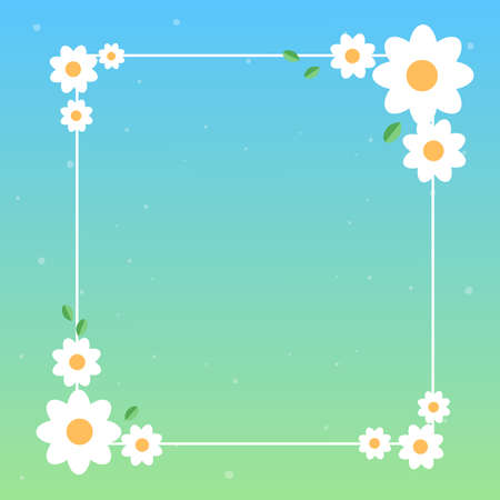 Blank Frame Decorated With Abstract Modernized Forms Flowers And Foliage. Empty Modern Border Surrounded By Multicolored Line Symbols Organized Pleasantly.のイラスト素材