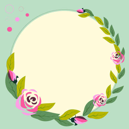 Frame Decorated With Colorful Flowers And Foliage Arranged Harmoniously.のイラスト素材