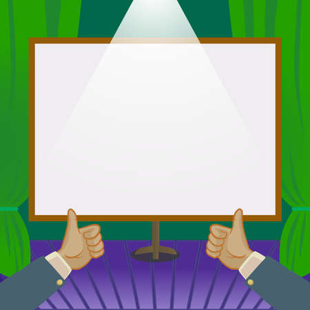 Hands Thumbs Up Showing New Ideas. Palms Carrying Note Presenting Latest Plans. Arms Hold Poster Displaying Recent Advertisement.のイラスト素材