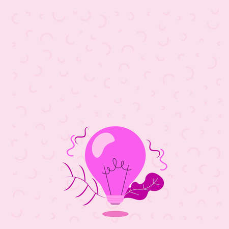 Illuminated Light Bulb Drawing With Plants Shell Showing Technology Ideas. Glowing Lamp With Branches Symbols Design Displaying Mechanical And Technical Idea.のイラスト素材