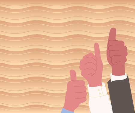 Three Colleagues Congratulating Success Presenting Innovative Combined Effort. Successful Teamwork Earning Praise For Successful Partnership Accomplishments.のイラスト素材