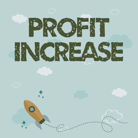 Inspiration showing sign Profit Increase. Business concept the growth of revenue generated in business or sales Rocket Ship Launching Fast Straight Up To The Outer Space.の写真素材