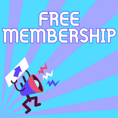 Writing displaying text Free Membership. Business showcase get access to the creative community without paying anything Megaphone Displaying Important Message Exhibiting Detailed Reportの写真素材