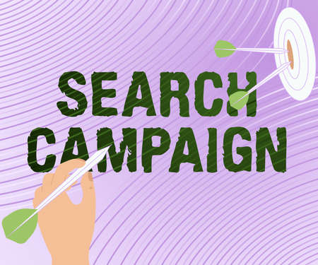 Inspiration showing sign Search Campaign. Internet Concept method of placing online advertisements on web pages Presenting Message Hitting Target Concept, Abstract Announcing Goal.の写真素材