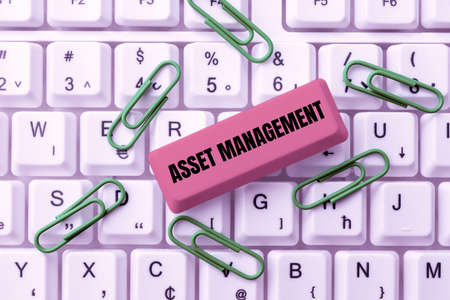 Text showing inspiration Asset Management. Conceptual photo precise handling of resources for future economic benefits Downloading Online Files And Data, Uploading Programming Codesの写真素材