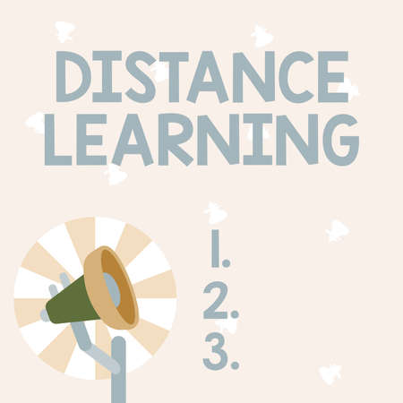 Writing displaying text Distance Learning. Business overview educational lectures broadcasted over...