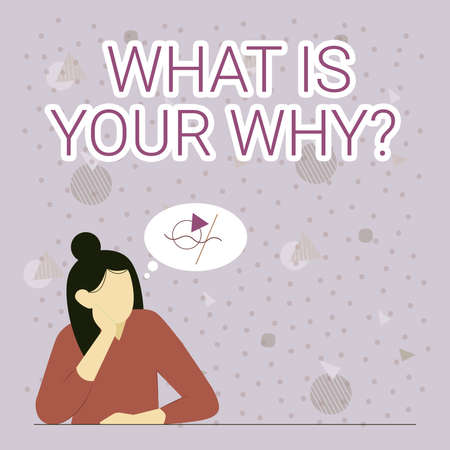 Writing displaying text What Is Your Why Question. Business showcase What Is Your Why Question Illustration Of Lady Thinking Deeply Alone For New Amazing Tactical Ideas.の写真素材