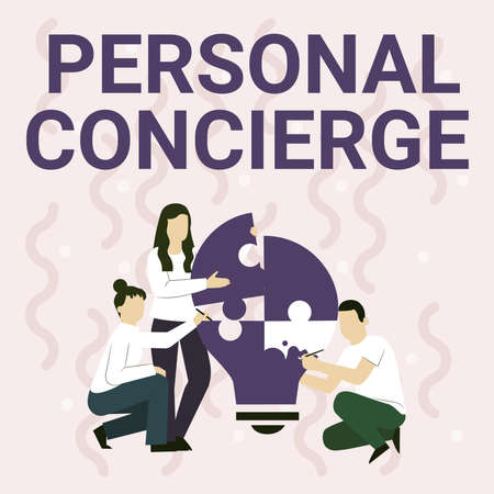 Text sign showing Personal Concierge. Concept meaning someone who will make arrangements or run...