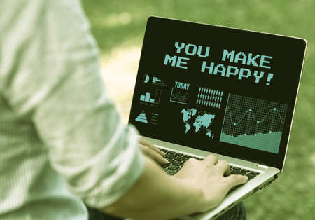 Text showing inspiration You Make Me Happy. Business overview appreciating the person who done great...