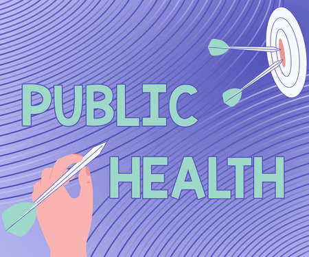 Writing displaying text Public Health. Word Written on Promoting healthy lifestyles to the community and its showing Presenting Message Hitting Target Concept, Abstract Announcing Goal.の写真素材