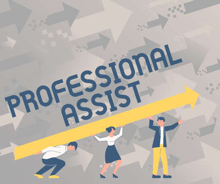 Text caption presenting Professional Assist. Conceptual photo help a professional doing some expert...