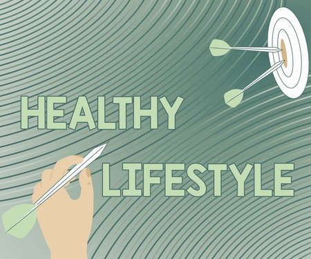 Inspiration showing sign Healthy Lifestyle. Concept meaning Live Healthy Engage in physical activity and exercise Presenting Message Hitting Target Concept, Abstract Announcing Goal.の写真素材