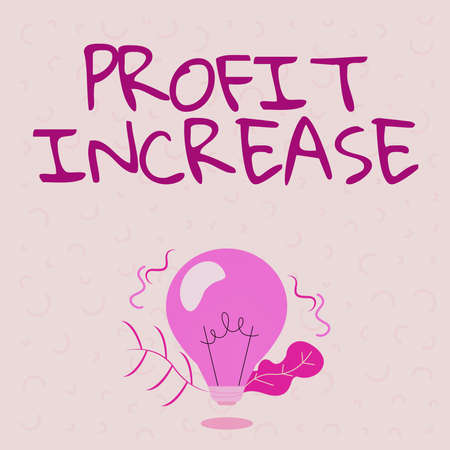 Handwriting text Profit Increase. Concept meaning the growth of revenue generated in business or sales Illuminated Light Bulb Drawing Plants Shell Showing Technology Ideas.の写真素材