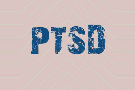 Sign displaying Ptsd. Business showcase Post Traumatic Stress Disorder Mental Illness Trauma Fear Depression Line Illustrated Backgrounds With Various Shapes And Colours.の写真素材