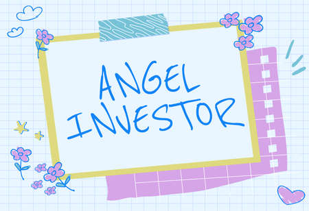 Sign displaying Angel Investor. Internet Concept high net worth individual who provides financial backing Blank Frame Decorated With Abstract Modernized Forms Flowers And Foliage.の写真素材
