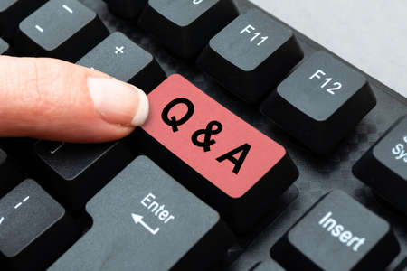 Writing displaying text Q And A. Business idea defined as questions being asked and answers Abstract Typing Online Invitation Letters, Fixing Word Processing Programの写真素材