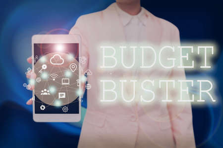 Writing displaying text Budget Buster. Business overview Carefree Spending Bargains Unnecessary...