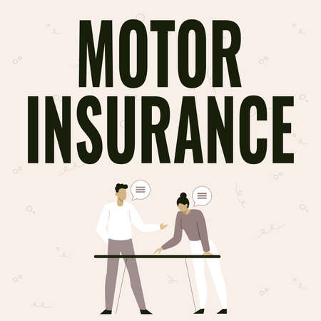 Inspiration showing sign Motor Insurance. Word for Provides financial compensation to cover any injuries Partners Sharing New Ideas For Skill Improvement Work Strategies.の写真素材