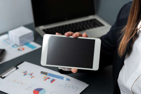 Businesswoman Holding Phone With Important Message With One Hand. Woman Having Celphone With Crutial...