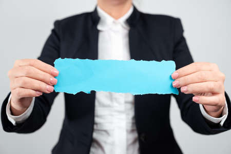 Businesswoman Holding Note With Important Message With Both Hands. Woman Presenting Crutial...