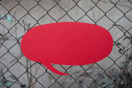 Speech Bubble With Important Informations Placed In Front Of Net. Dialogue Balloon With Crutial...
