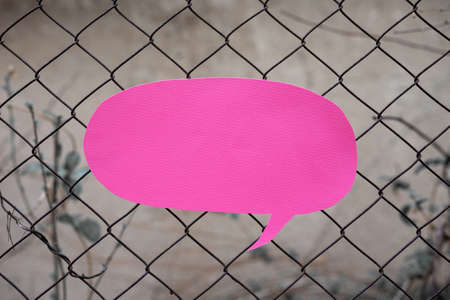 Speech Bubble With Important Informations Placed In Front Of Net. Dialogue Balloon With Crutial Announcements. Recent Messages Presented In Text Box.の写真素材