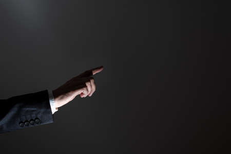One Finger Pointing Important Infortmations. Hand Presenting Crutial Announcement. Man Showing...