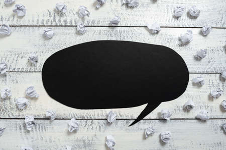 Paper Wraps Placed Around Speech Bubble With Important Information. Wrinkled Notes Arranged All Over...