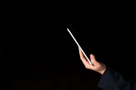Businesswoman Holding Tablet And Presenting Important Informations. Woman Showing Recent Updates On...