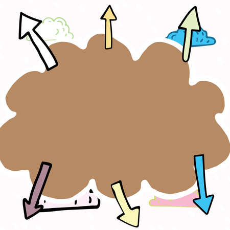 Important Messages Written In Shape Of Cloud With Arrows Around. Crutial Informations Presented In Cloudy Form With Snow In Background. Recent Ideas Diplayed.のイラスト素材