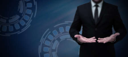 Lady in suit holding pen symbolizing successful teamwork accomplishing newest project plans. Woman...
