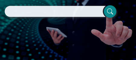 Businessman in suit holding open palm symbolizing successful teamwork accomplishing newest project...