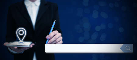 Lady in suit holding pen symbolizing successful teamwork accomplishing newest project plans. Woman...