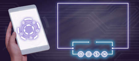 Man Holding Tablet With Circle With S Around And Presenting New Ideas In Frameworks. Businessman...